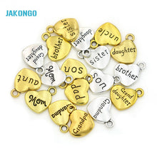 15pcs Antique Golden Plated Daughter  Mom Grandma Charms Pendants for Jewel