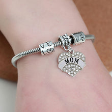 XIAOJINGLING Family Gift Mom Love Heart Crystal Rhinestone Bangle Bracelets