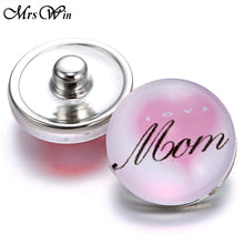 120pcs/lot Snap Jewelry I Love Mom Ginger Glass 18mm 20mm Snap Buttons Fit