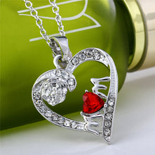 Charm Necklace for Mother's Day Gift  Mom Friend Red Crystal Heart Necklace