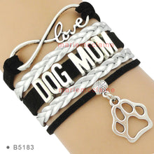 (10 PCS/lot) Infinity Love Dog Mom Leather Wrap Bracelets Multilayer Dog Mo
