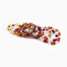 EAST WORLD Natural Amber Bracelets Anklet with Natural Amethyst Rose Quartz
