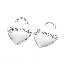 20PCS Antique Silver Plated Mom/Grandma Heart Shape Pendants For Women Kids