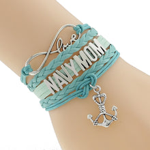 Custom Infinity Love Navy Mom Bracelet Navy Wife Anchor Black Wax line Cash