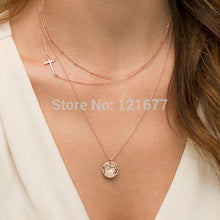 2015 Brand Fashion Rose Gold Simple Chain Layer Necklace One Big Crystal Cr
