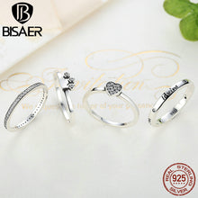 Genuine 925 Sterling Silver Stackable Ring Heart ,Crown ,Selfless Mom Rings