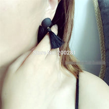 2017 Trendy Black/White Balls Long Tassel Fringe Earrings Handmade Drop Da
