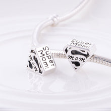 2pcs/lot Super mom 925 sterling silver charms for jewelry making best diy g