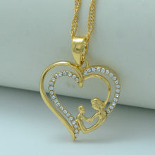 Anniyo Heart Mum & Baby Necklaces,I Love My Mother,Gold Color Mama Pendant