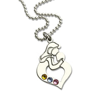 Wholesale Birthstones Jewelry Mother's Child Necklace in Silver Personalize