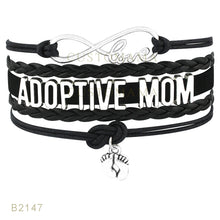 (10 PCS/lot) Custom  Infinity Love Adoptive Mom Double foot Charm Wrap Brac