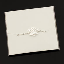 Stainless Steel Gold Charm Healing Lucky Lotus Flower Bracelets For Women B