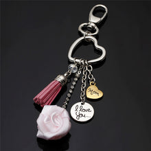 Love Heart Rose Pendant Tassel Keychain Mom Charm Keychain Moon Keychain Wo