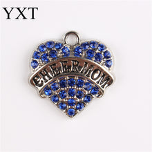 Pink White Blue Red New Love Heart Letter CHEER MOM Crystal Charm Pendant F