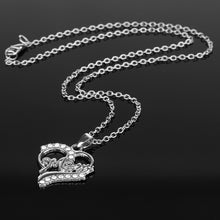 JINSE Silver plated Love "Mom" Crystal Heart Pendant Necklace Mother's Day