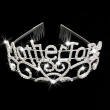 Metal Mother To Be Silver Tiara Hearts Crown with Sparkling Rhinestones for