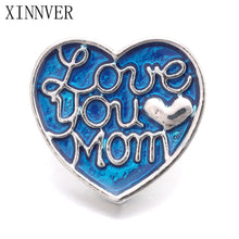 10Pcs/lot Unisex Charm Pulseras Love you Mom 18mm Metal Snap Button Jewelry