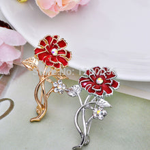 2015 MZC lasted luxury carnation hijab pins brooches red leaf alloy jewelry