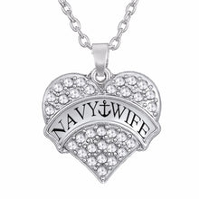 Lemegeton Antique Silver Color White Crystal Heart Pendant  Necklaces Navy