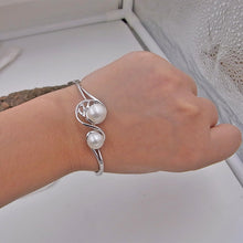 silver bangles in 925 sterling silver with genuine pearl ,sterling silver b
