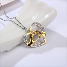 Dorado Mom Loves Baby Hand in Hand Love Heart Charms Necklace 925 Sterling