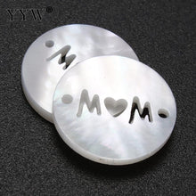 10PCS White Shell Connector Flat Round mom natural Mother Day Jewelry 1/1 l