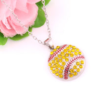 Baseball Softball Mom Pave clear Crystal sports Pendant chain necklace-in P