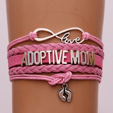 Infinity Love Adoptive Mom Bracelet Braided Wrap Rope Leather Bracelet & Ba