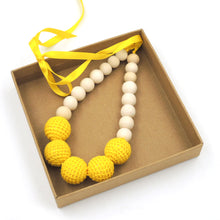 1pc sale Bright yellow Nursing Necklace Yellow Crochet wooden bead Teething