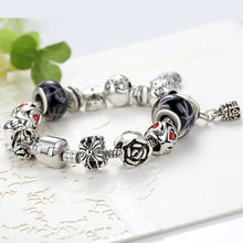EVOJEW 925 Silver Vivid Owl Pendant Love Family Glass Charm Beads Charm Bra