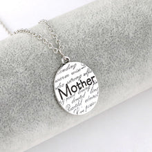 Hot Mother's Day Gift Pendant Necklace Engraved "Mother" Necklace Oval Shap