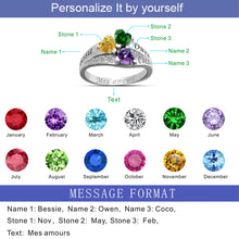 AIJAJA 925 Sterling Silver Family Names Birthstones Rings Personalized Hear