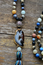 Luxury Drusy Necklace Natural Mixed Stones Gilded Druzy Colorful Tassel Nec
