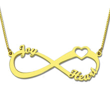 3 Names Gold Color Heart Infinity Necklace Infinity Nameplate Personalized