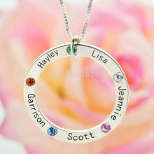 Personalized Family Name Necklace Silver Mom Necklace Engraved Kids Name Pe