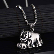 2017 New Fashion Double Elephant Charms Punk Pendant Maxi Necklace Stainles