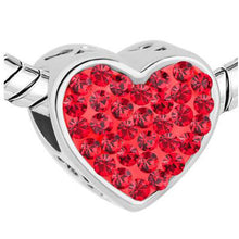 Fit Pandora charm bracelets Mom Light Red Crystal Heart Rhinestone Beads Ch