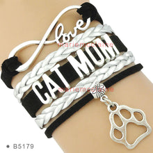 (10 PCS/lot) Infinity Love Cat Mom Leather Wrap Bracelets Multilayer Cat Mo