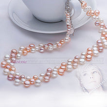 3 row natural freshwater choker multilayer pearl necklaces women,real pearl