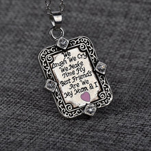 Vintage Photo Frame Flower Shape Carved Mom Necklace Rectangle Card Pendant