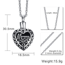 MiLaTu Can Open Dad And Mom Love Heart Cremation Pendant Necklace Vintage S