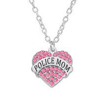 Custom Words Name Rhinestone Stone Police Mom Charm Necklaces Jewelery For