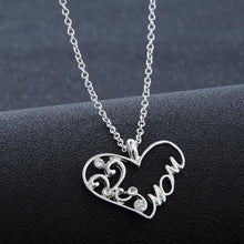 Fashion Silver Color Mother And Child Love "Mom" Crystal Pendant Necklaces