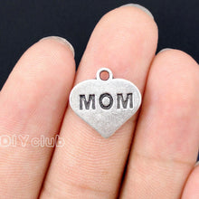 80pcs Antique Silver Tone Mom Heart Charms Pendant 16x16mm-in Charms from J
