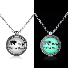 Luminous Mama&Baby Bear Pendant Necklace Bar Gift Mother Necklace New Mom B