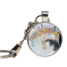 Gustav Klimt Art Painting Keychain Glass Cabochon Mother And Child Key Ring