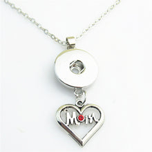 Red Rhinestome Heart MOM  Snap Button Pendant  for 18mm  Snap button Neckla