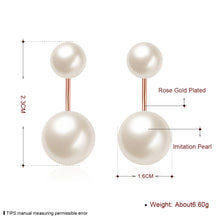 2017 New arrivals double pearl white pearl drop earrings rose gold hot sale