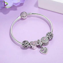 2017 New Original 925 Sterling Silver Heart Bangles & Bracelet with Mom Pen