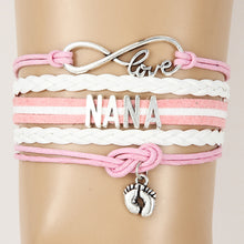 Infinity Love Family Bracelets Handmade Baby Feet Charm Mother/Mom/Grandma/